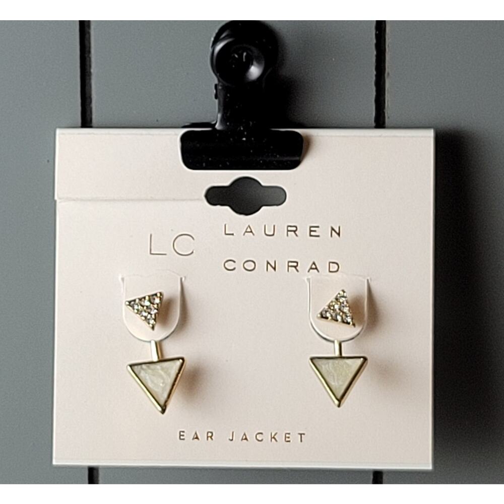 Lauren Conrad Gold-Tone Crystal Triangle Drop Earrings, Ear Jackets